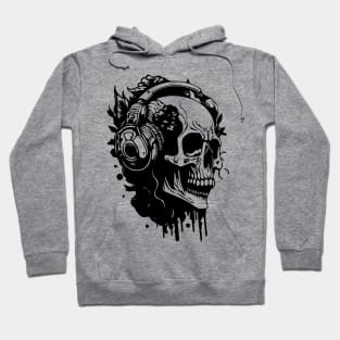 skull listening to music Hoodie